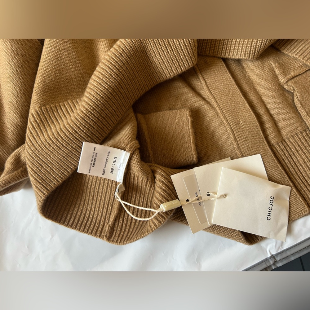 CHICJOC 100% Cashmere Cardigan Camel Size 36 - Picture 11 of 12